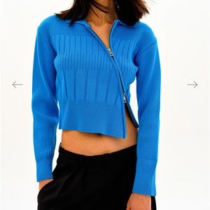 Source Unknown Diagonal Zip Cardigan